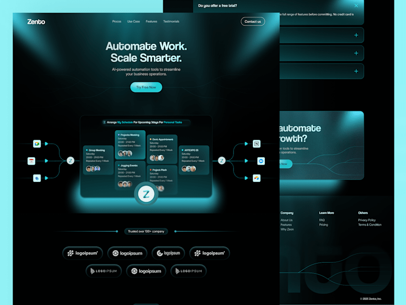 Cover image for Zento – Clean & Scalable SaaS Landing Page Design