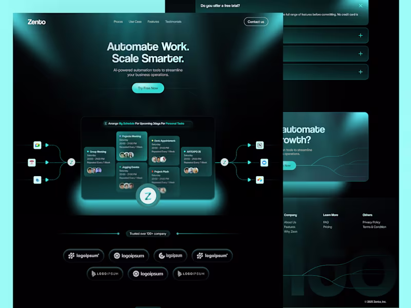 Cover image for Zento – Clean & Scalable SaaS Landing Page Design