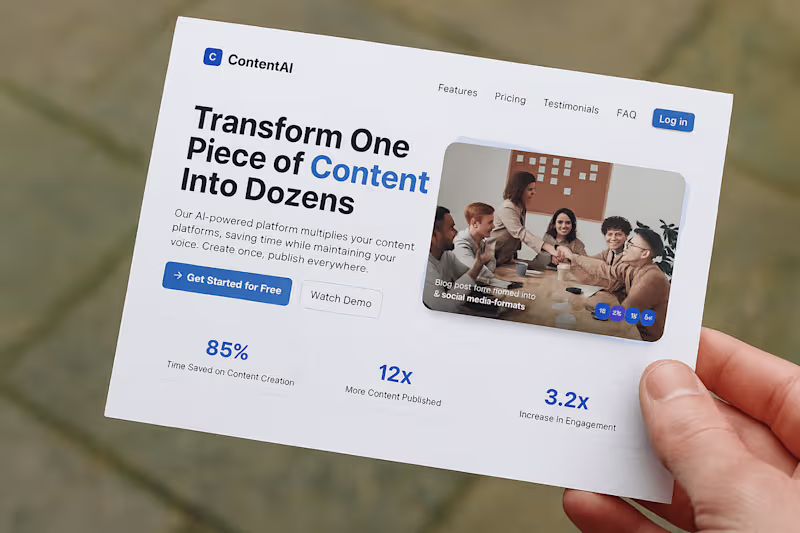 Cover image for ContentAI Website Landing Page Design