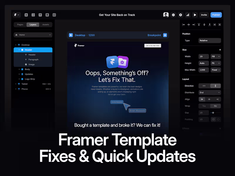 Cover image for Framer Template Fixes & Quick Updates