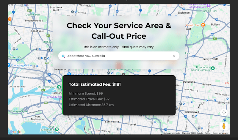 Cover image for Service Cost Estimator with Google Maps API Integration