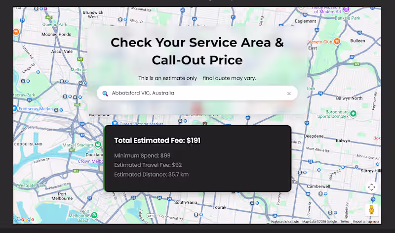 Cover image for Service Cost Estimator with Google Maps API Integration