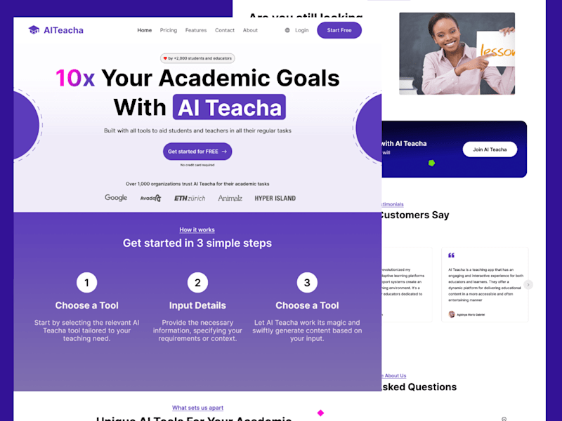 Cover image for AI Teacha - Dashboards and Landing Page