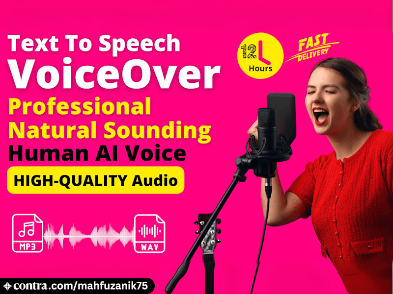 Cover image for I will create natural text to speech ai human voiceove audio
