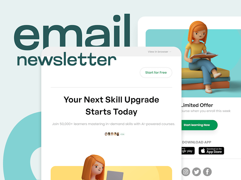 Cover image for Email Newsletter Template for SkillUp Academy