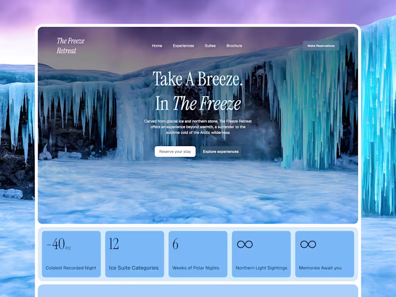 Cover image for Luxury Travel Landing Page  for The Freeze Retreat