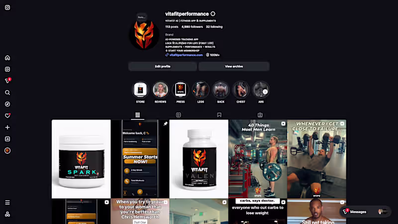 Cover image for Grew VitaFit Performance Instagram to