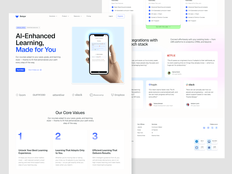 Cover image for Landing Page Design for Belajar AI LMS