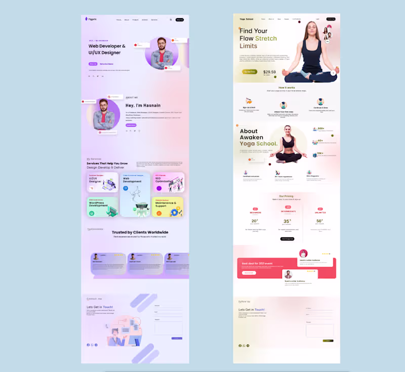 Cover image for This project features two modern landing pages designed with...