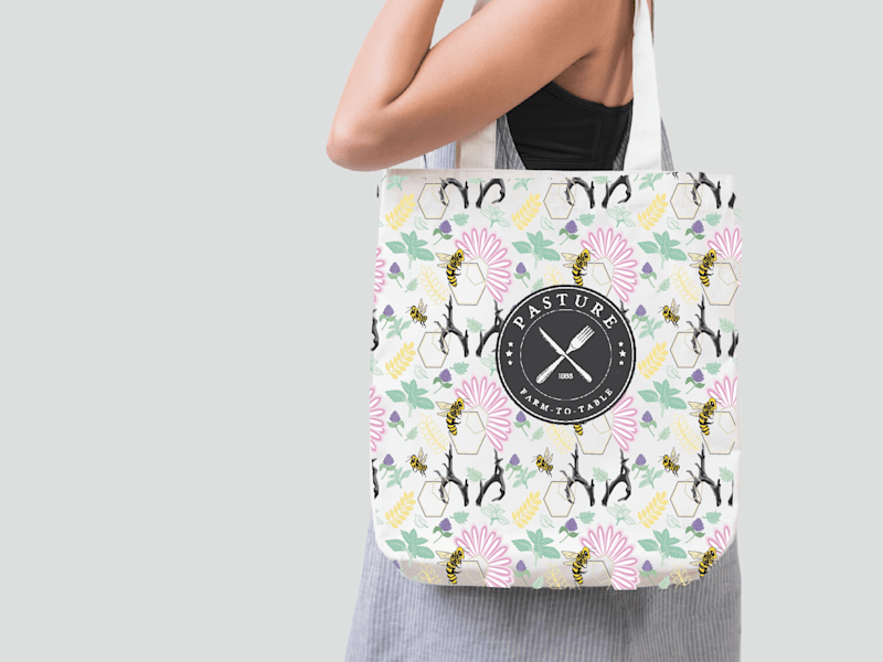 Cover image for Pattern Design for Restaurant feature Wall, napkins, tote bag