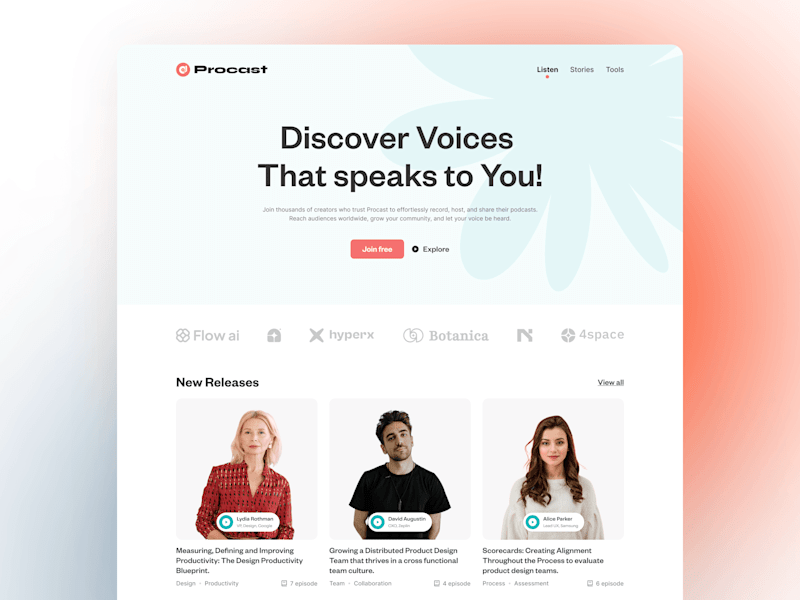 Cover image for Procast - Podcast Platform Landing Page