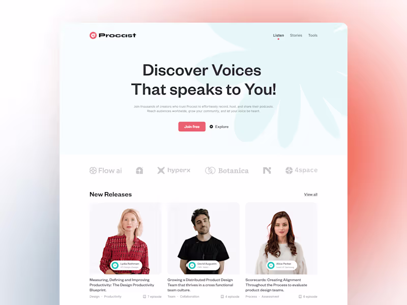 Cover image for Procast - Podcast Platform Landing Page