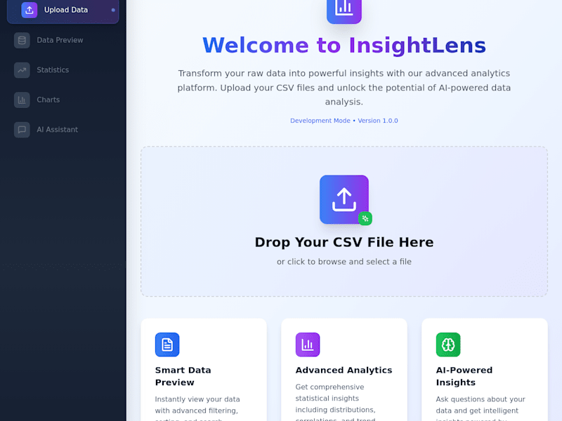 Cover image for InsightLens - AI-Powered Data Analysis Platform