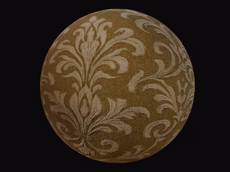 Cover image for PBR | Seamless Gold Damask Luxury Fabric Texture Set (5 Maps...