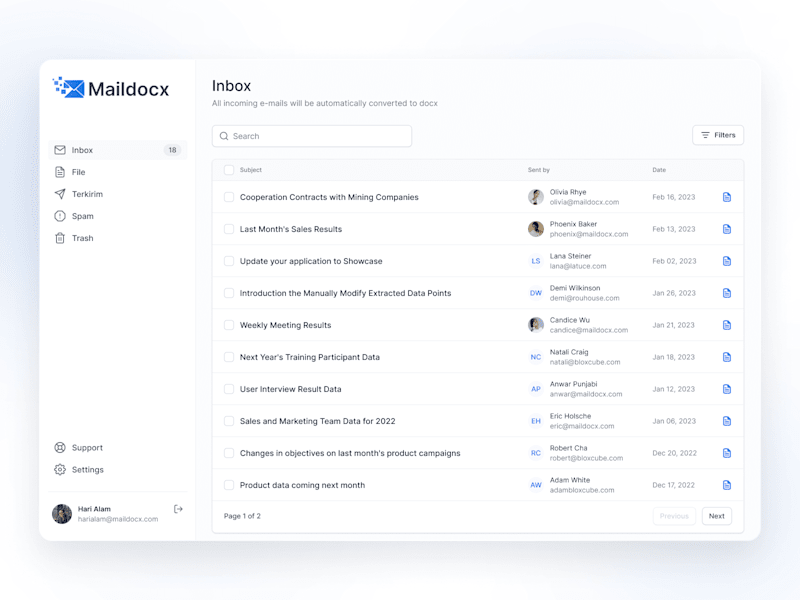 Cover image for Email to Docx Web App Design