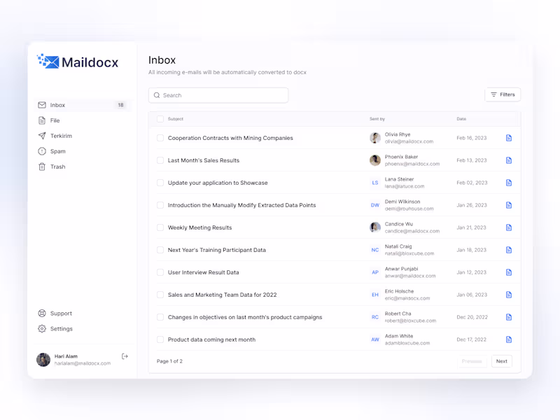Cover image for Email to Docx Web App Design