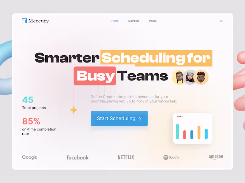 Cover image for Mercury- Scheduling platform Web Header Concept