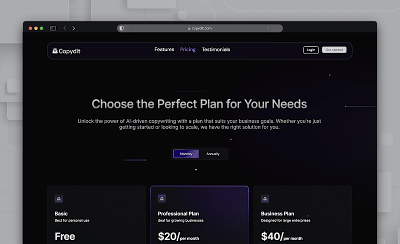 Cover image for Copywriting AI : landing page design