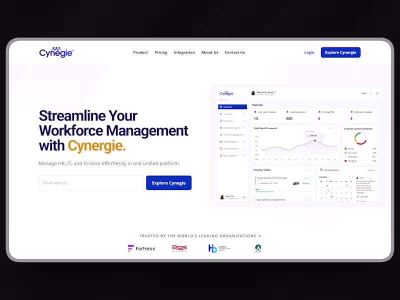 Cover image for CynegieHR B2B Saas Website Design (End-to-End)