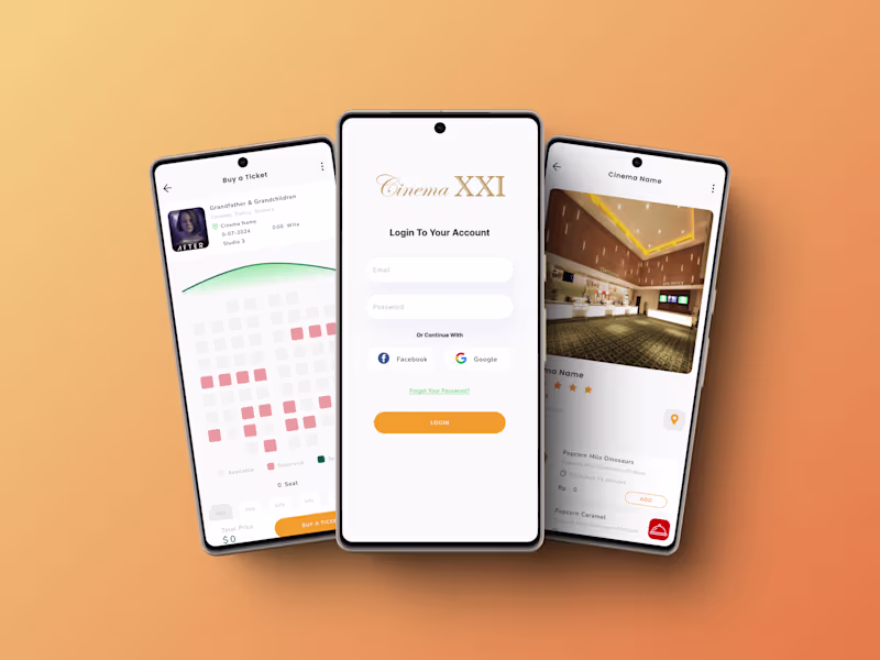 Cover image for Cinema Ticket-Booking Mobile App UI Design Figma