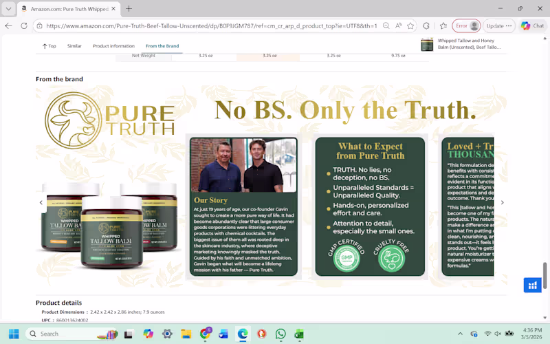 Cover image for Pure Truth Amazon Brand Story