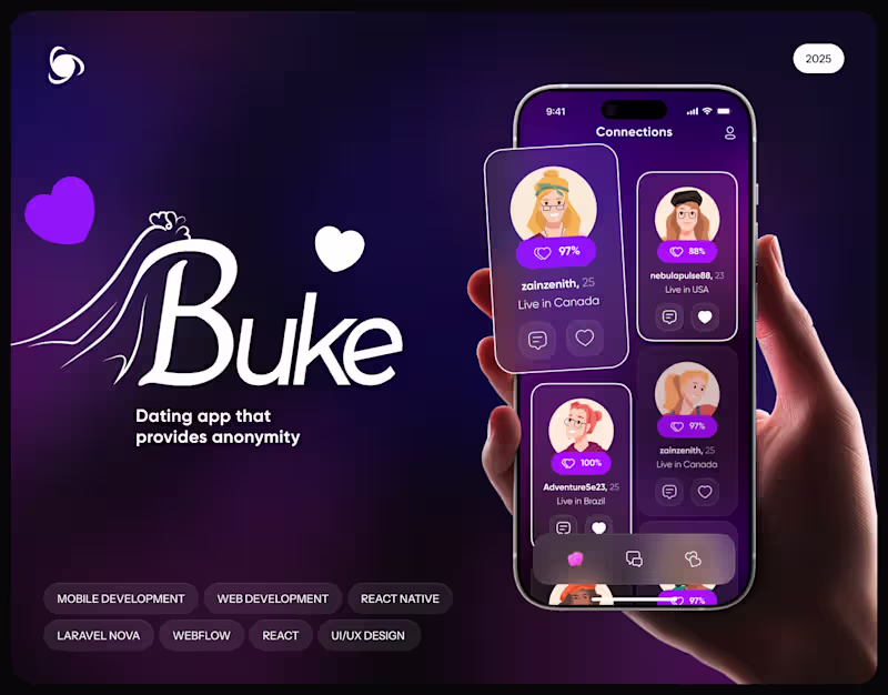 Cover image for Buke: Anonymous Dating Mobile App | Ronas IT