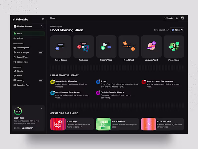 Cover image for AI Voice Generator Web App - Dashboard UI