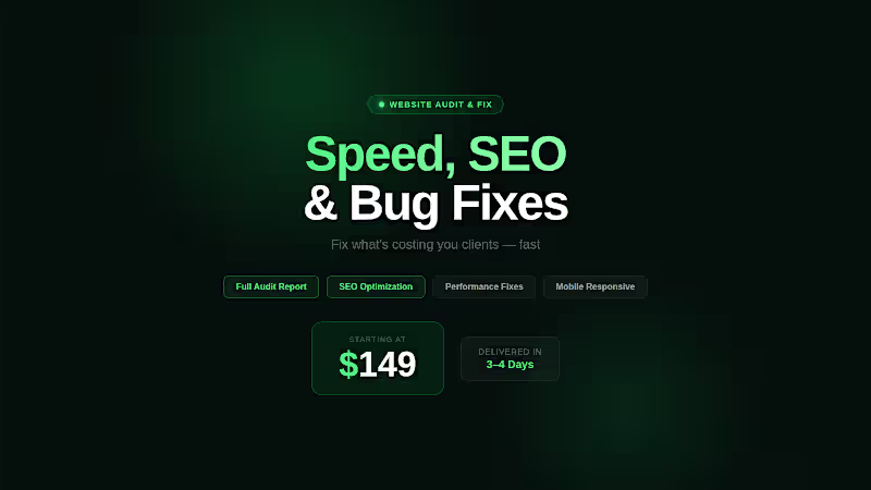 Cover image for Website Audit & Fix — Performance, Bugs & SEO