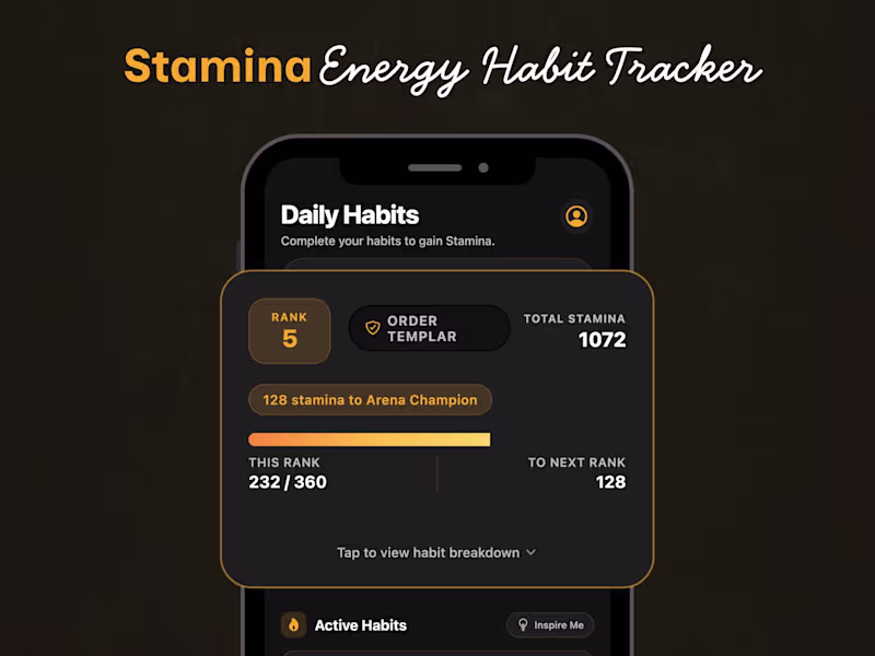 Cover image for Stamina — Gamified Habit & Energy Tracking iOS App