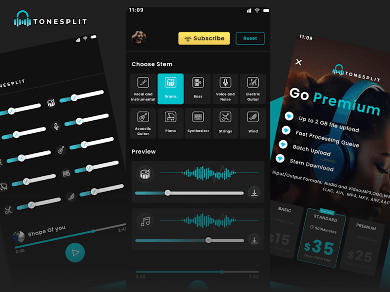 Cover image for ToneSplit - AI based music splitter