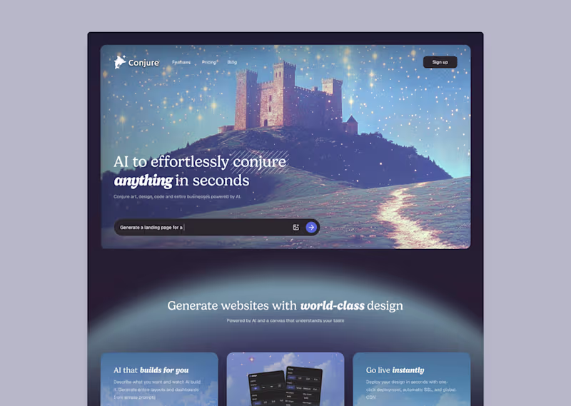 Cover image for Conjure Landing Page Design