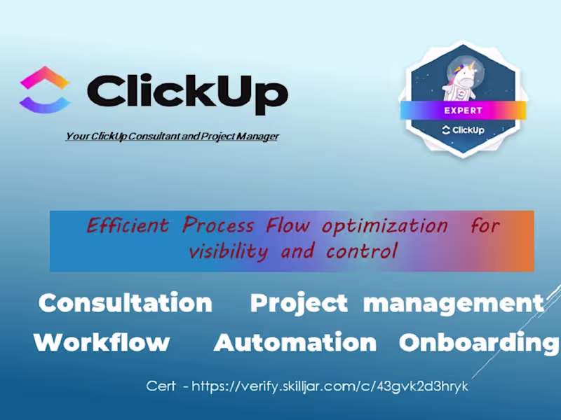 Cover image for Your ClickUp Consultant and Project Manager 