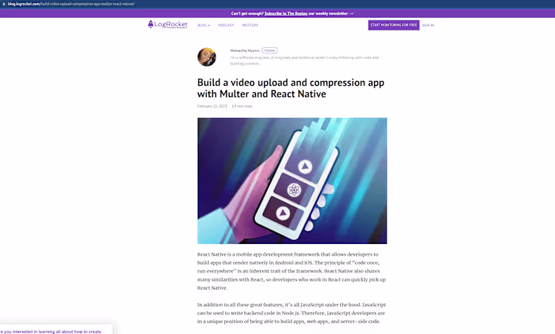 Cover image for React Native video app 