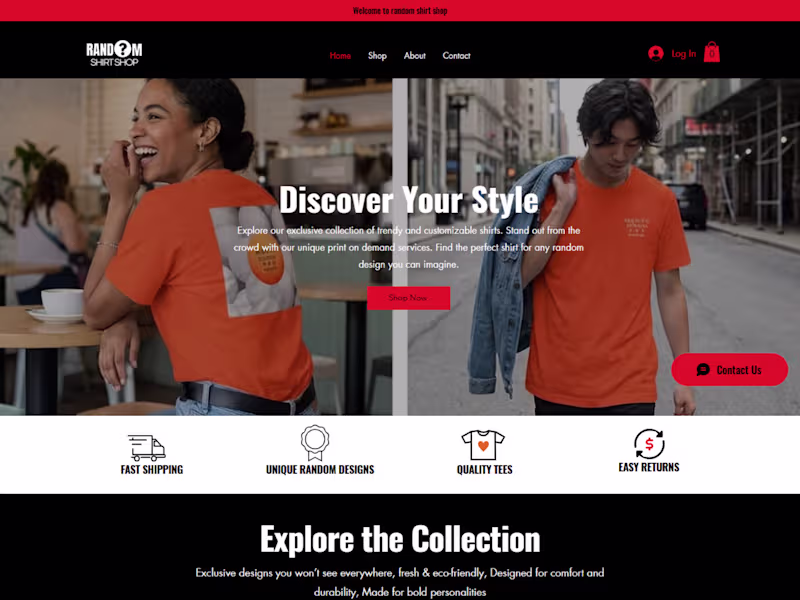 Cover image for Wix eCommerce Website Design for RandomShirtShop