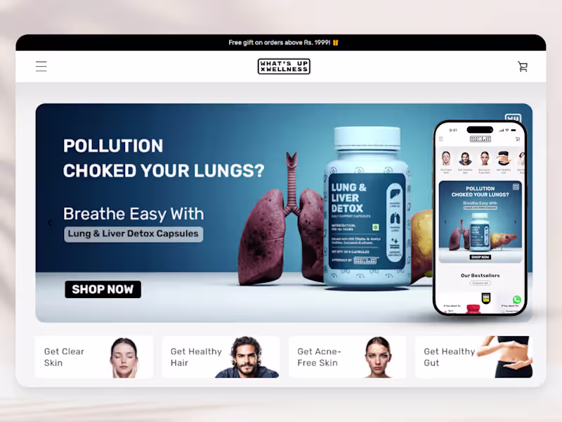 Cover image for Whats Up Wellness Ecommerce Homepage
