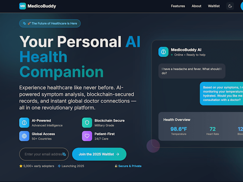 Cover image for MedicoBuddy - AI HealthTech SaaS | Next.js, Supabase, AI