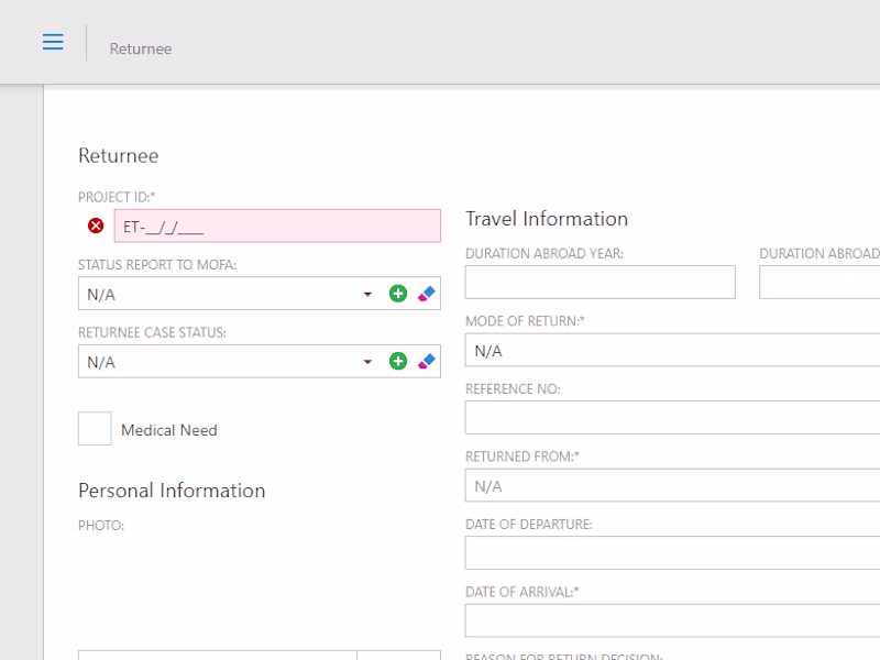 Cover image for Returnees reintegration information management system