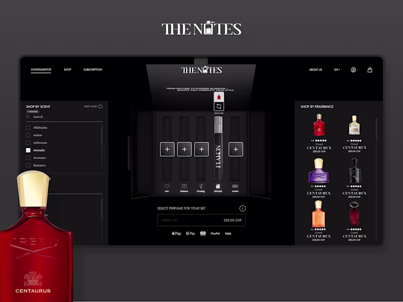 Cover image for Custom Shopify Site for The Notes Fragrance