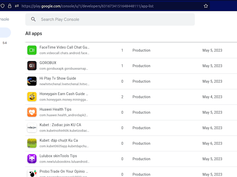 Cover image for Published apps on play store