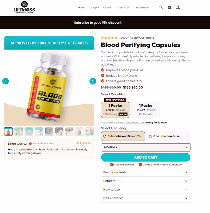 Cover image for Replo page Build for veganlifemoss