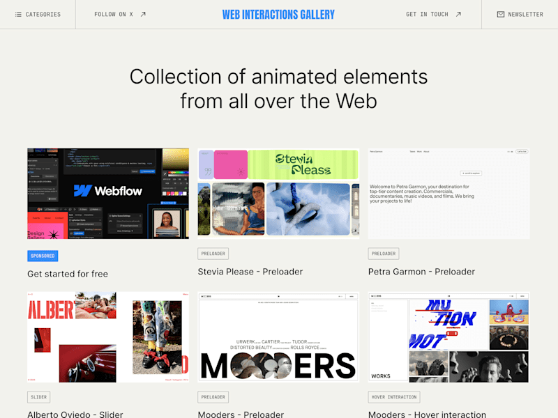 Cover image for Web Interactions Gallery