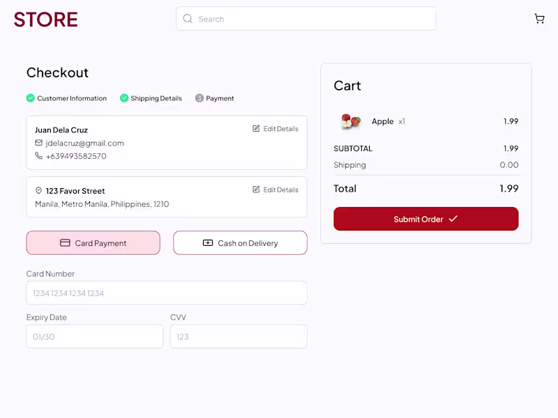 Cover image for Simple checkout flow for an eCommerce website.