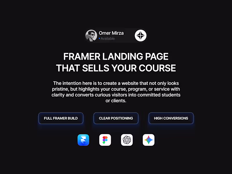 Cover image for Framer • Course Landing Page