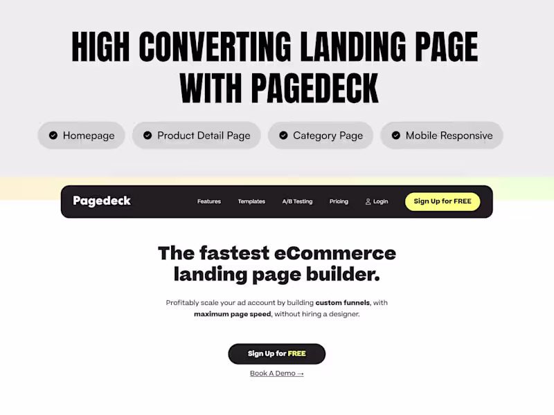Cover image for Pagedeck eCom Landing Page Development