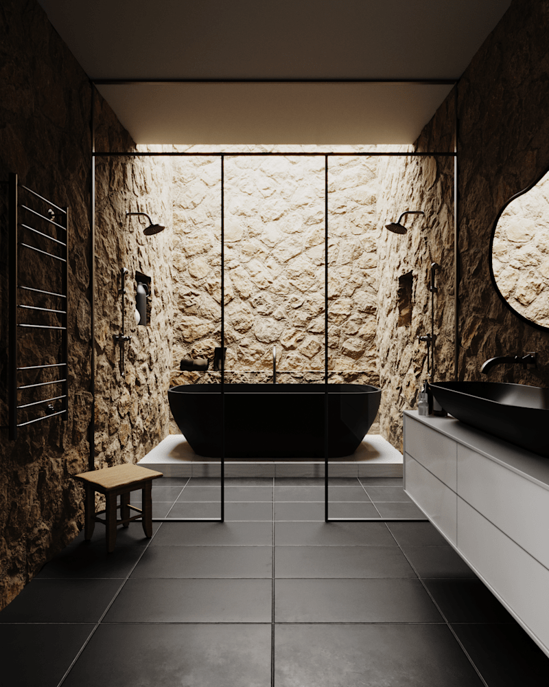 Cover image for Stone & Modern Bathrooms