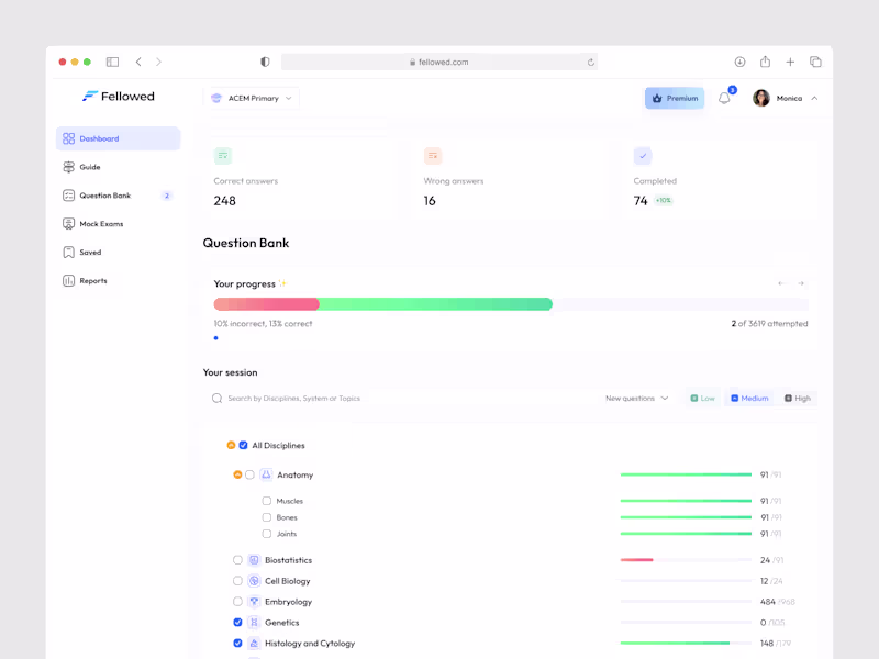 Cover image for Medical education platform - Dashboard
