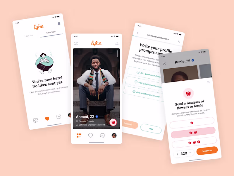 Cover image for UI Design, User Research and Prototyping for a Dating app