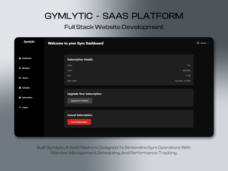 Cover image for Gymlytic - SaaS Gym Management Platform