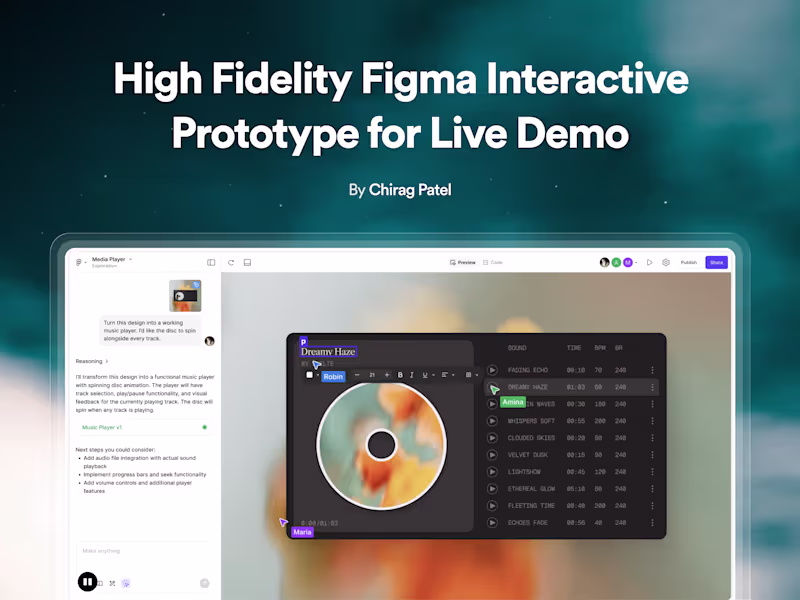 Cover image for High Fidelity Figma Interactive Prototype for Live Demo