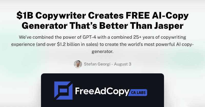 Cover image for $1B Copywriter Creates FREE AI Copy Generator That Will Beat Yo…